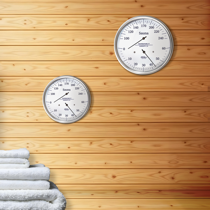Termómetro e higrómetro para sauna Fischer, acero inoxidable - US/Fahrenheit