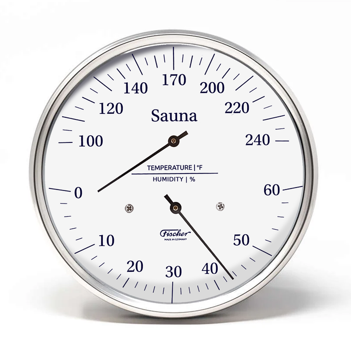 Termómetro e higrómetro para sauna Fischer, acero inoxidable - US/Fahrenheit