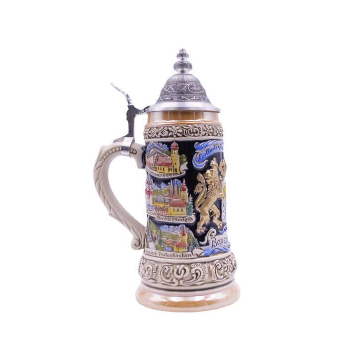 German Beer Stein 1/2 L (16.9 oz), BAVARIAN LION, Special Pewter Lid (ZSD) - No. 1796-996