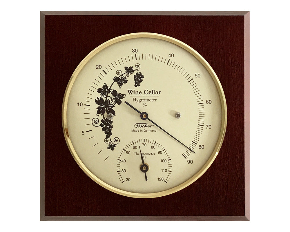 Fischer HYGROMETER / THERMOMETER Humidity and Temp - Dial w/White Face &  Stainless steel case